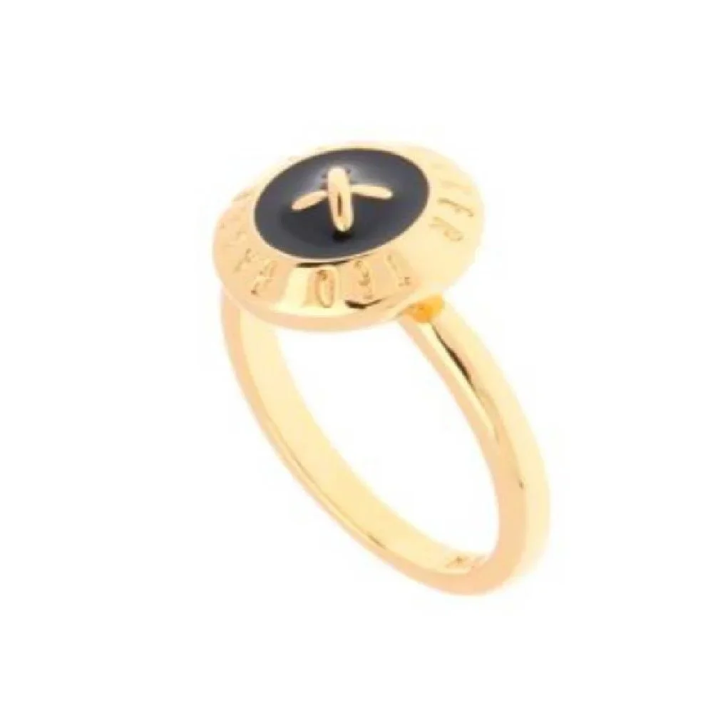 Ted Baker Black Gold Ester Enamel Button Ring